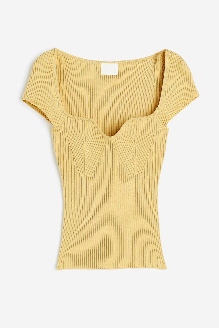 H & M - Rib-knit Top - Yellow product image