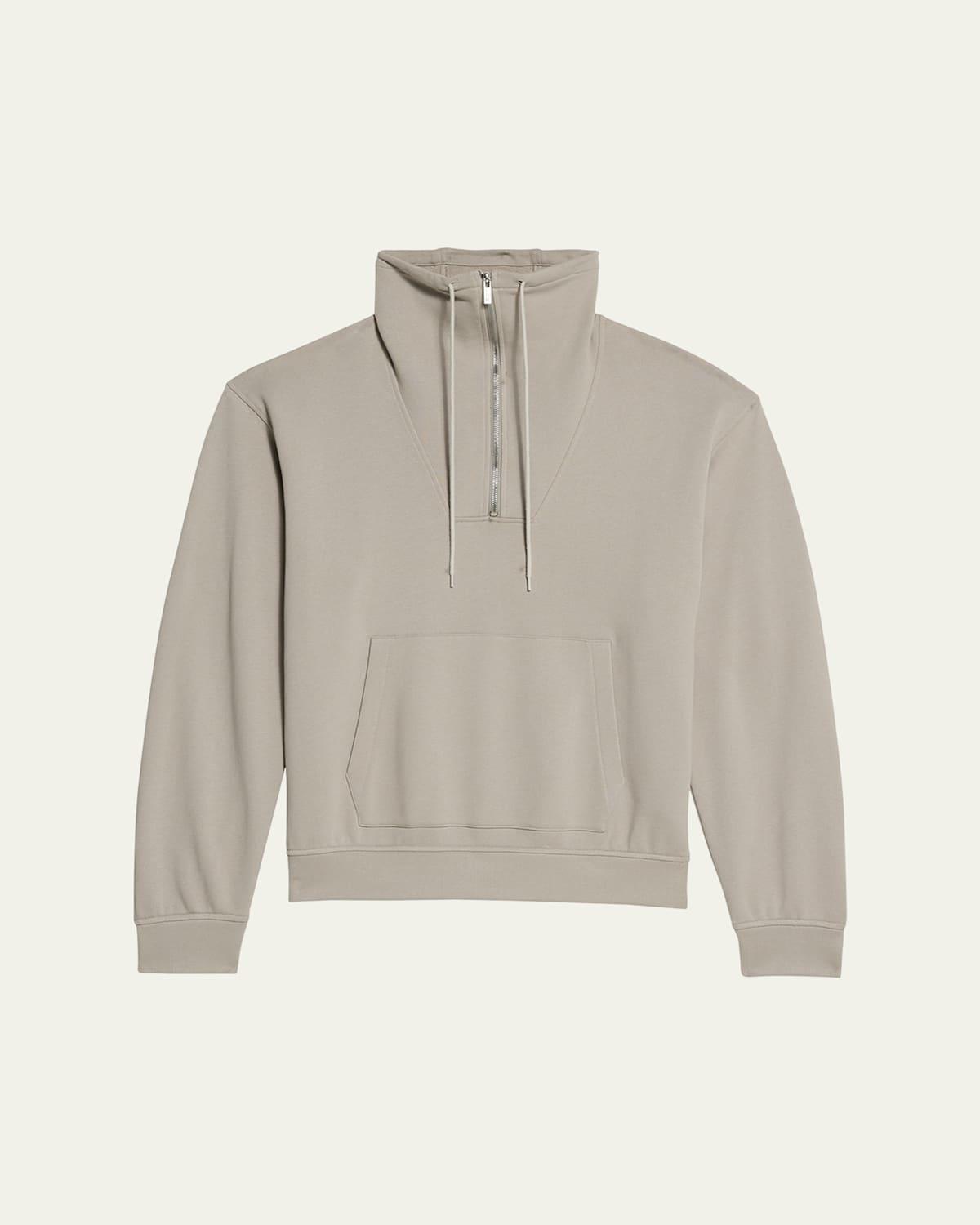 Men's Funnel-Neck Zip-Front Cotton Sweatshirt Product Image