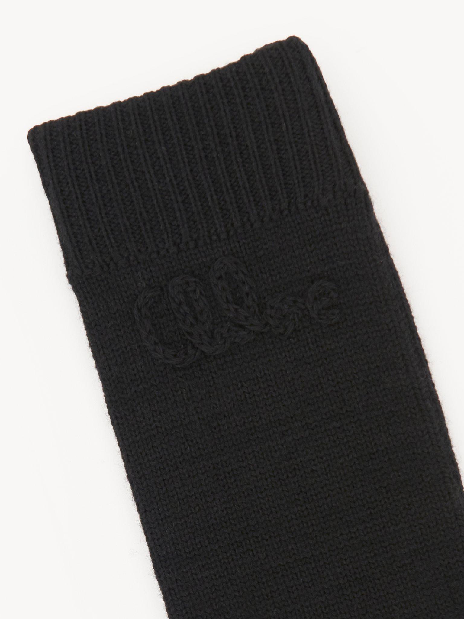 The Chloé Lace Knit fingerless gloves in wool & lace jacquard Product Image