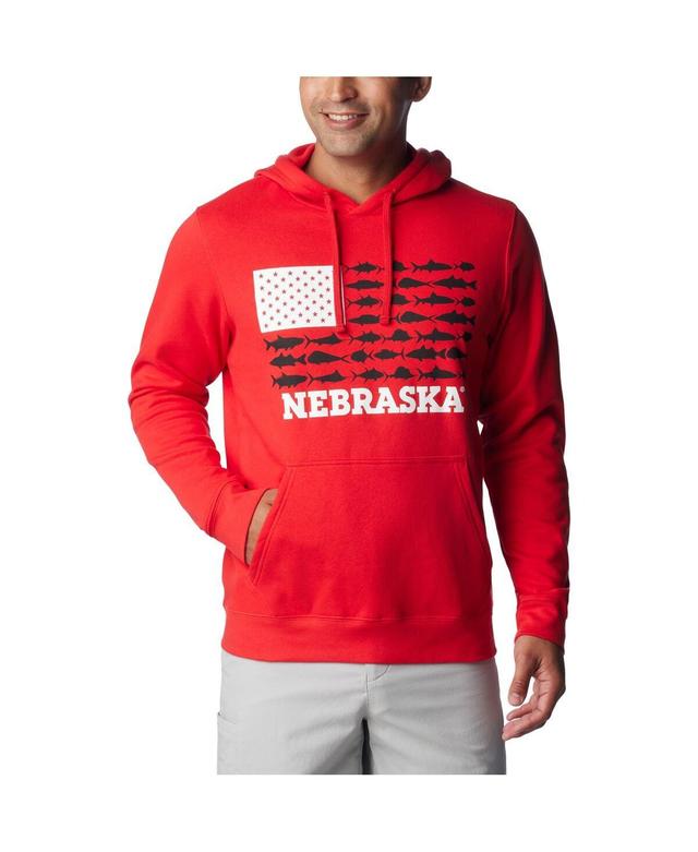 Mens Columbia Scarlet Nebraska Huskers Pfg Fish Flag Ii Pullover Hoodie Product Image