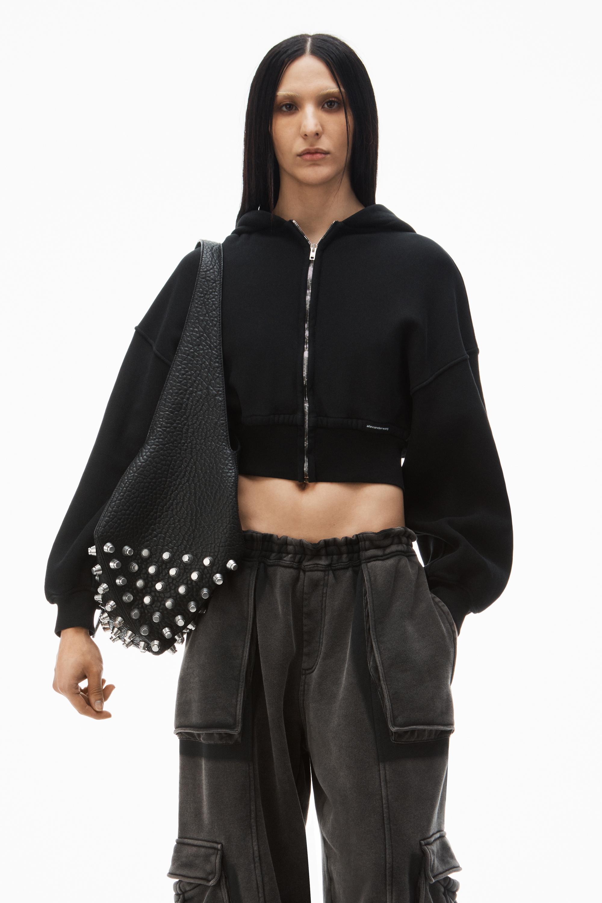 Cropped Zip Up Hoodie In Classic Cotton Terry Product Image