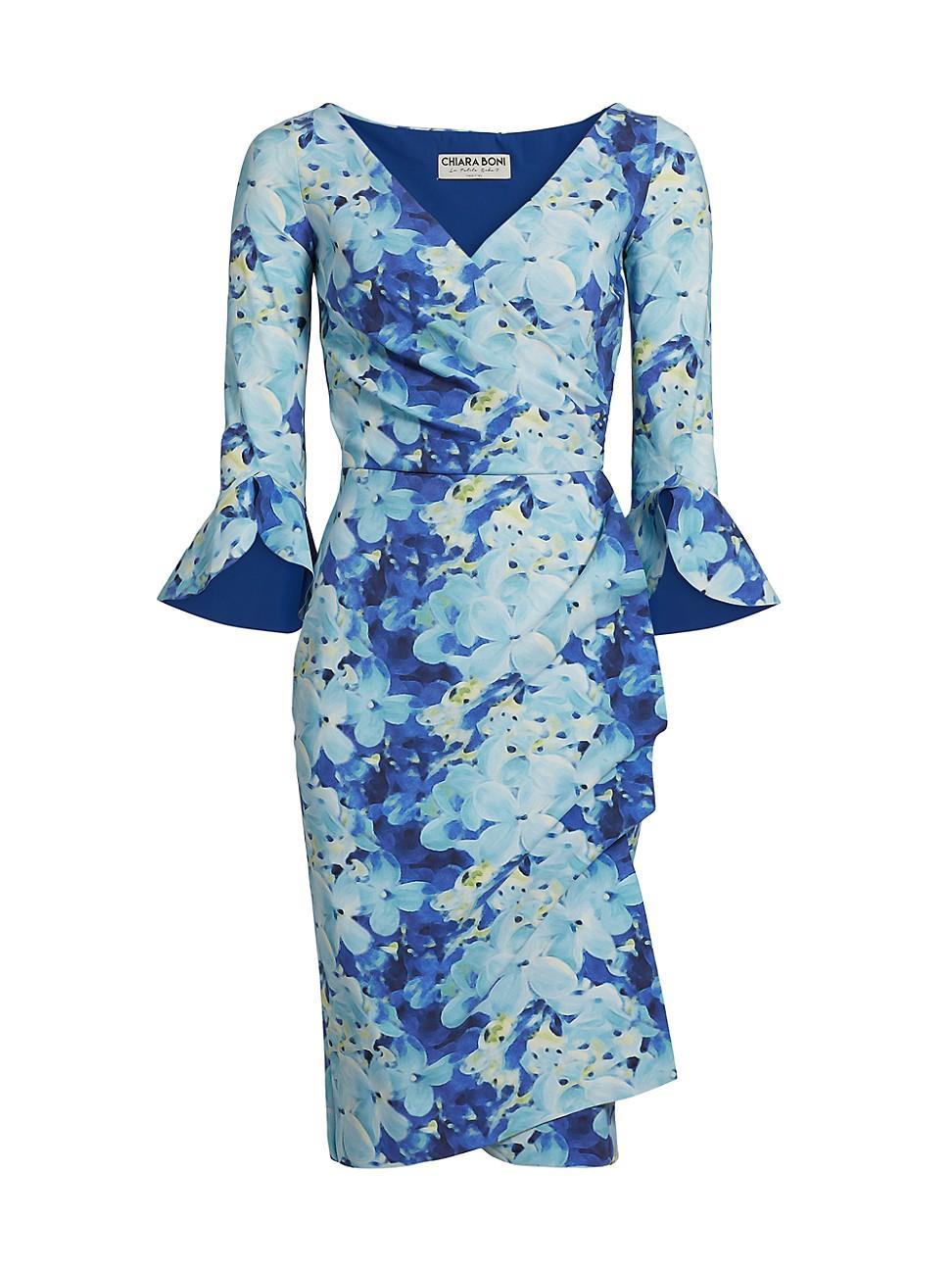 Womens Triana Floral Jersey Bell-Sleeve Midi-Dress Product Image