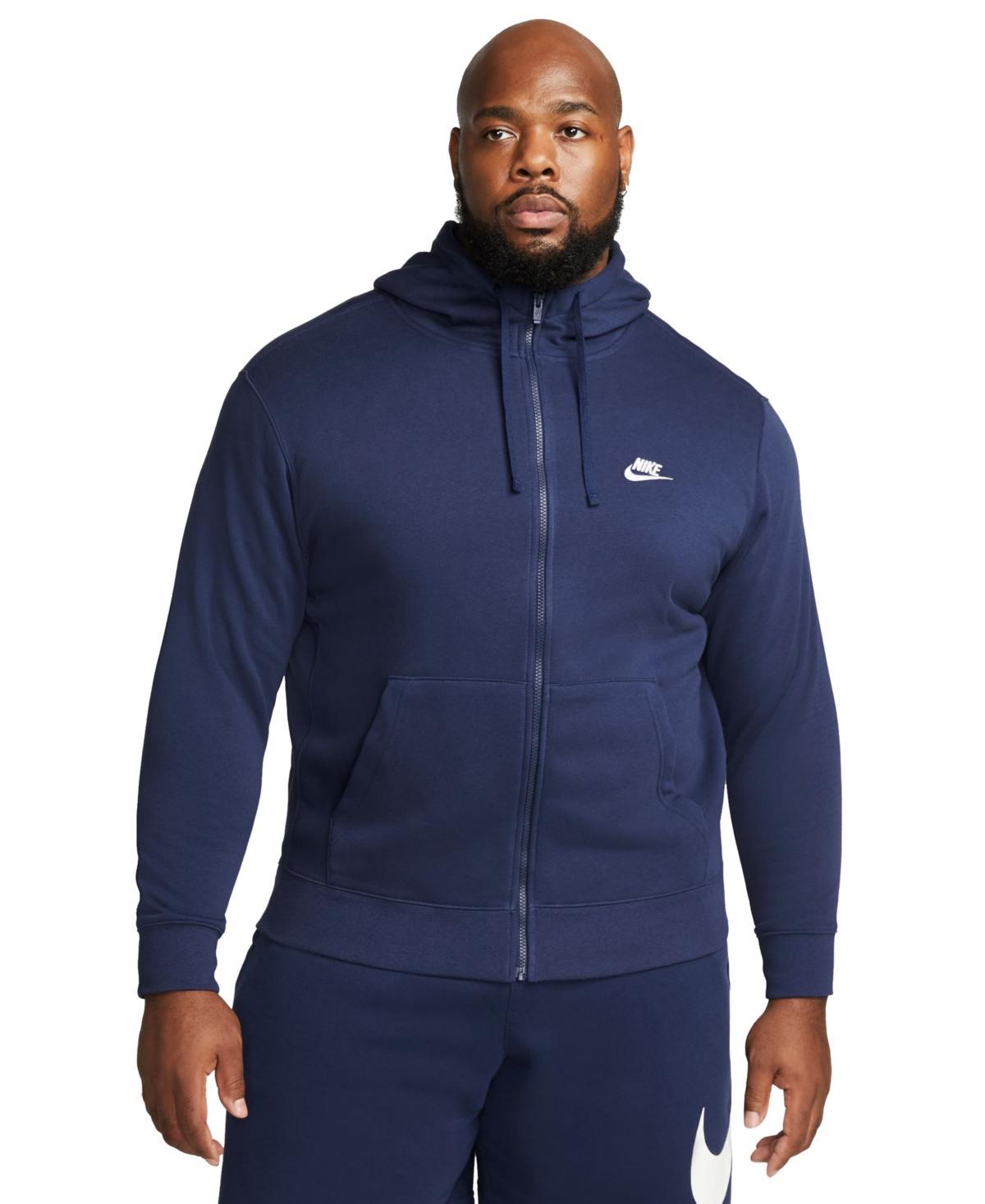 Nike Mens Nike Club Full-Zip Hoodie - Mens White/Midnight Navy Product Image