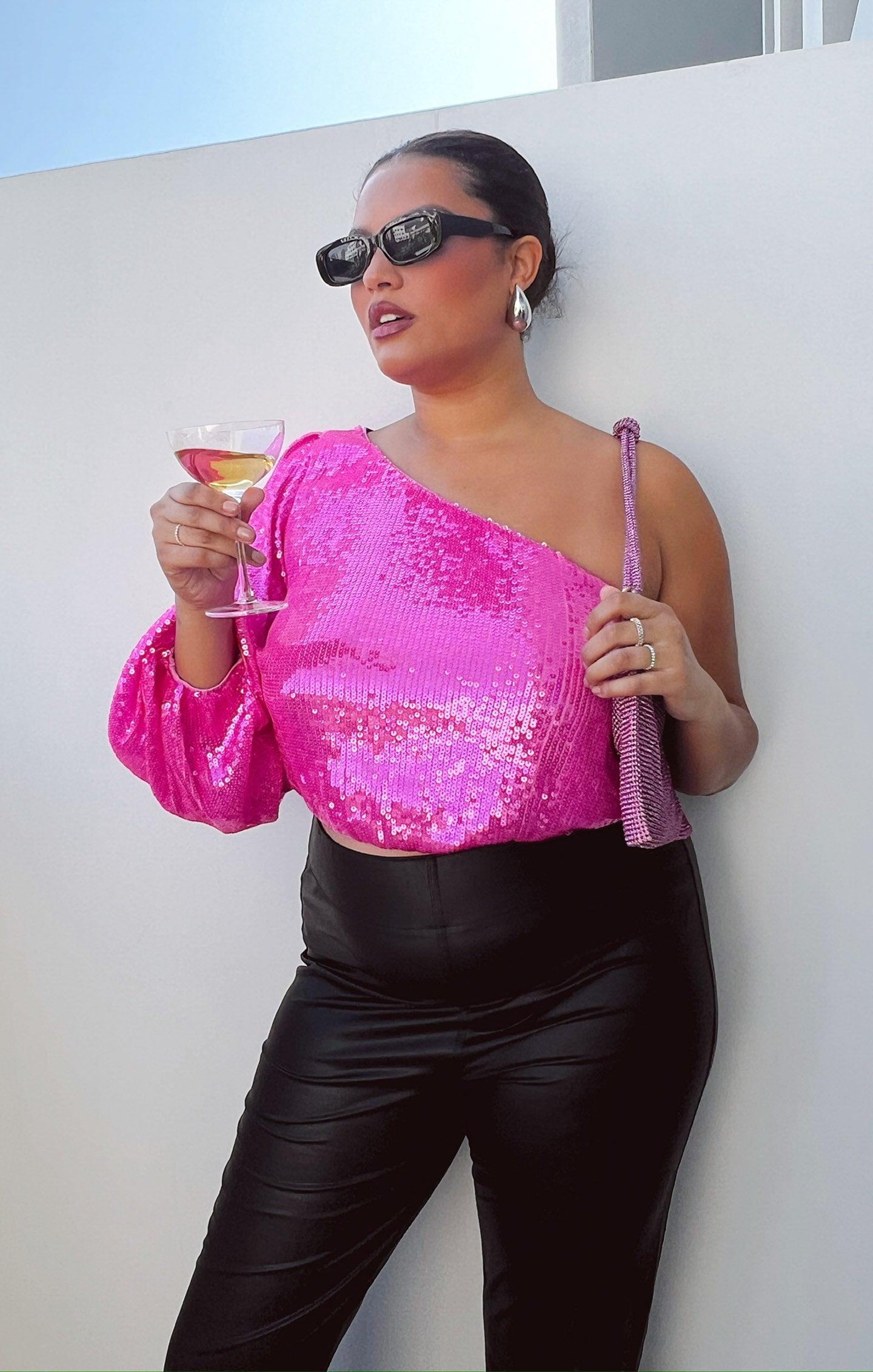 Party Top ~ Bright Pink Sequins Product Image