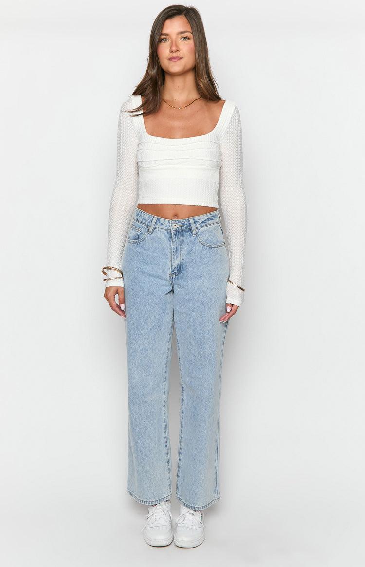 Calliope Light Wash Mid Rise Slouchy Jeans Product Image