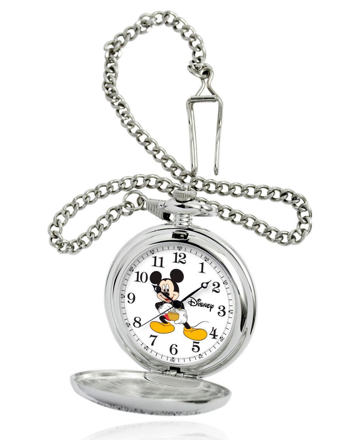 Disney Mickey Mouse Mens Silver Alloy Pocket Watch - Silver Product Image