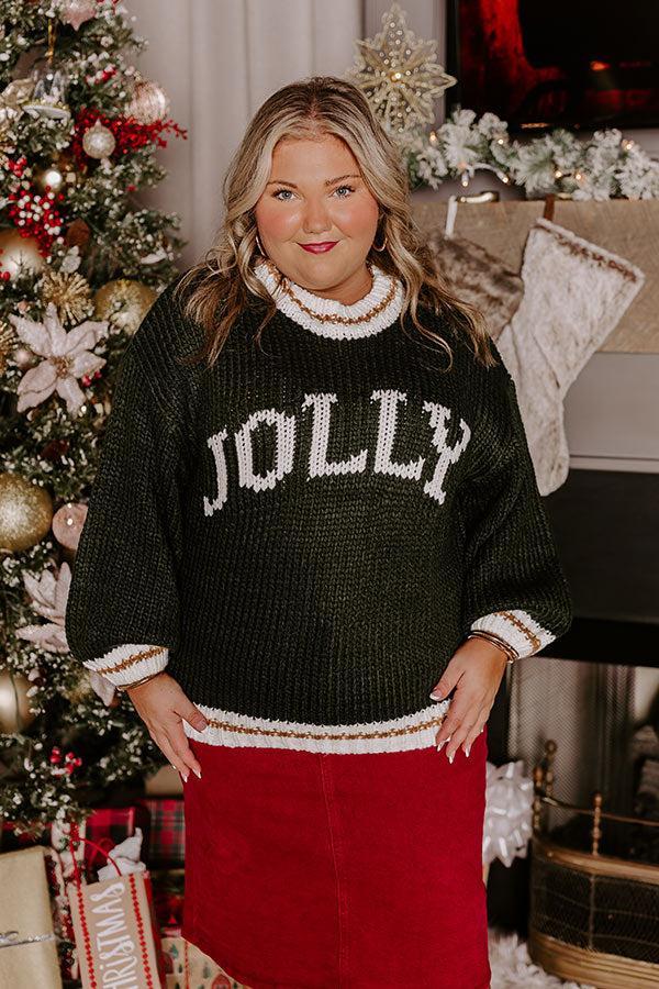 Holiday Vibes Knit Sweater in Jolly Hunter Green Curves Product Image