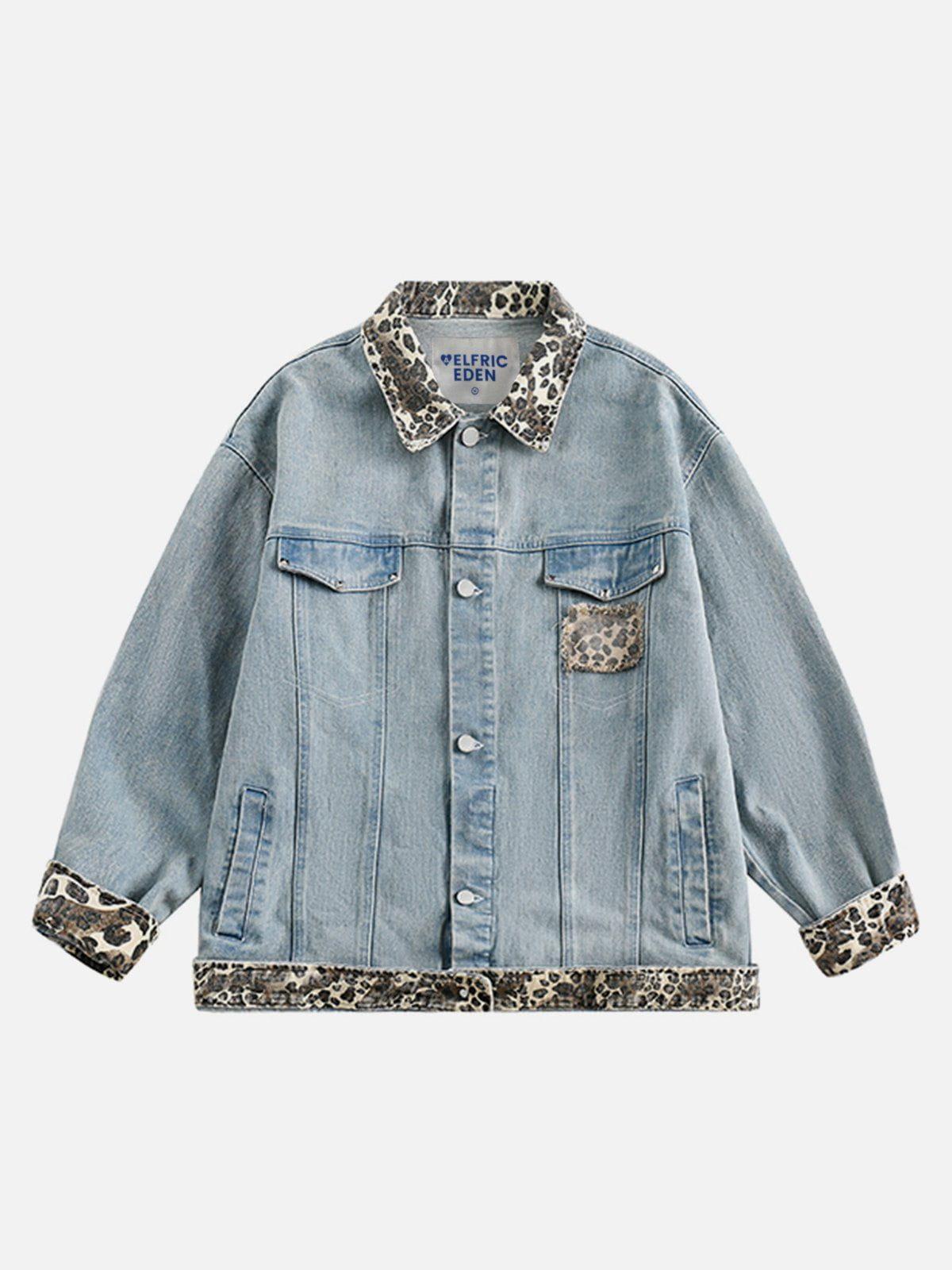 Aelfric Eden Leopard Print Denim Jacket Product Image