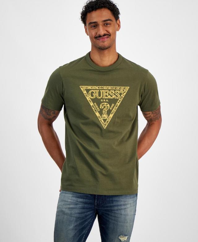 Guess Mens Embroidered Triangle Logo Graphic T-Shirt Product Image