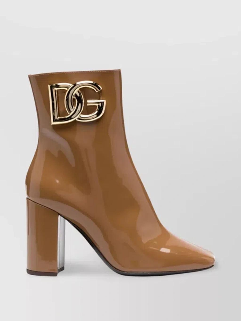 90mm Logo-plaque Leather Boots In Brown Product Image