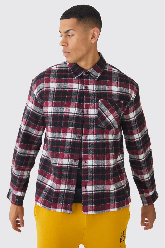 Oversized Long Sleeve Check Shirt | boohooMAN USA Product Image