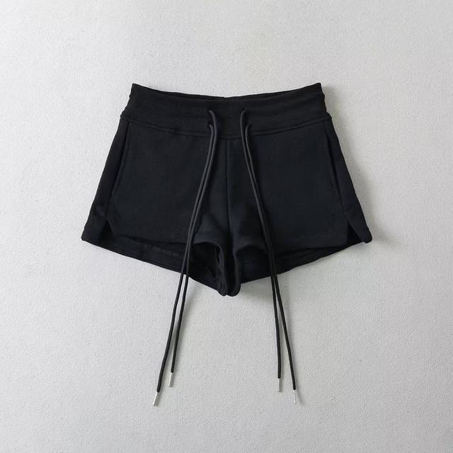 Low Rise Plain Slit Sweat Shorts Product Image