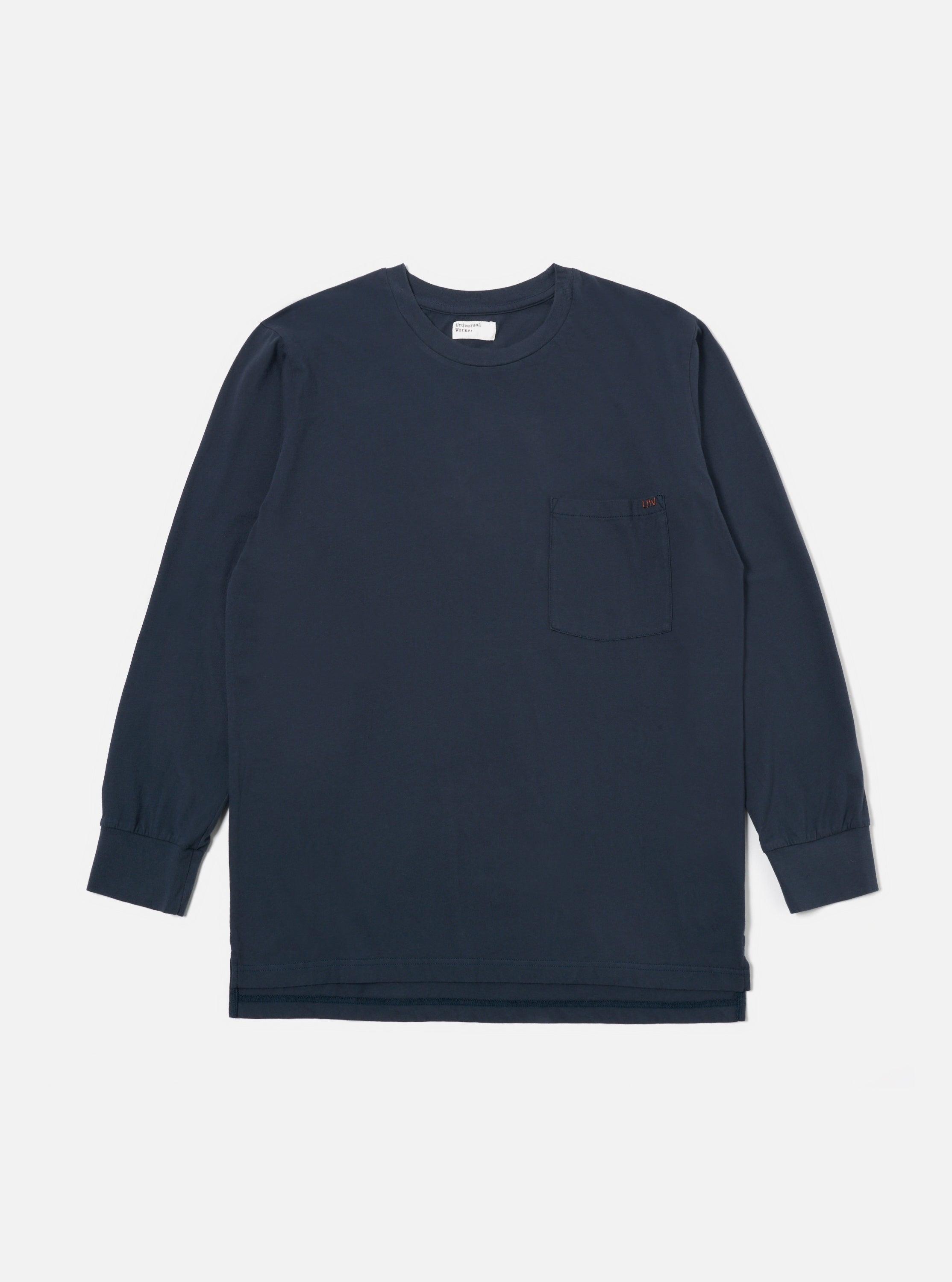 Universal Works L/S Tee in Navy Organic Jersey Product Image