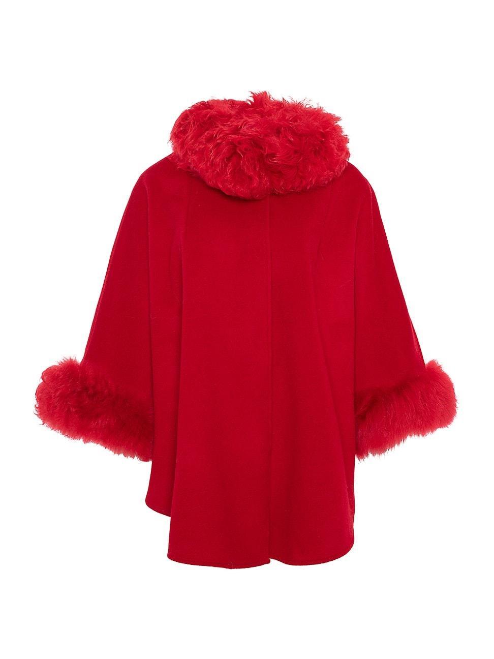 Womens Cashmere and Wool Blend Cape with Select Lamb Trim Product Image