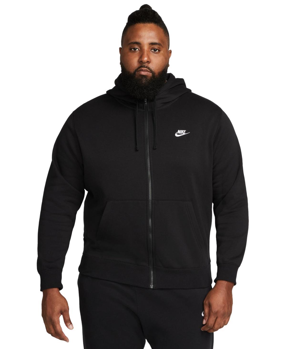 Nike Mens Nike Club Full-Zip Hoodie - Mens White/Midnight Navy Product Image