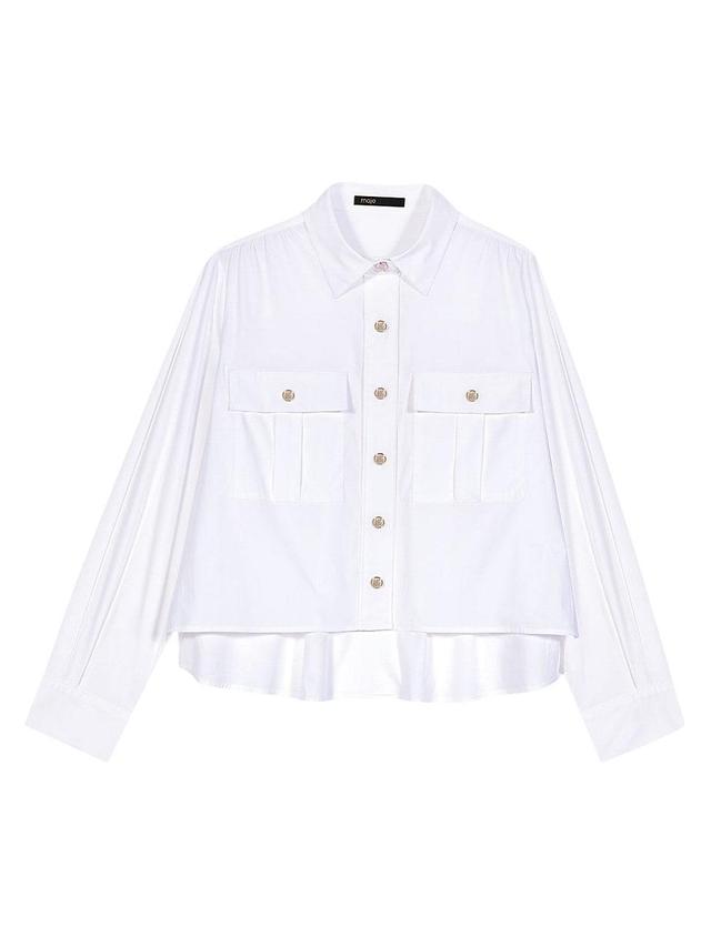 Womens Cropped Cotton Shirt Product Image