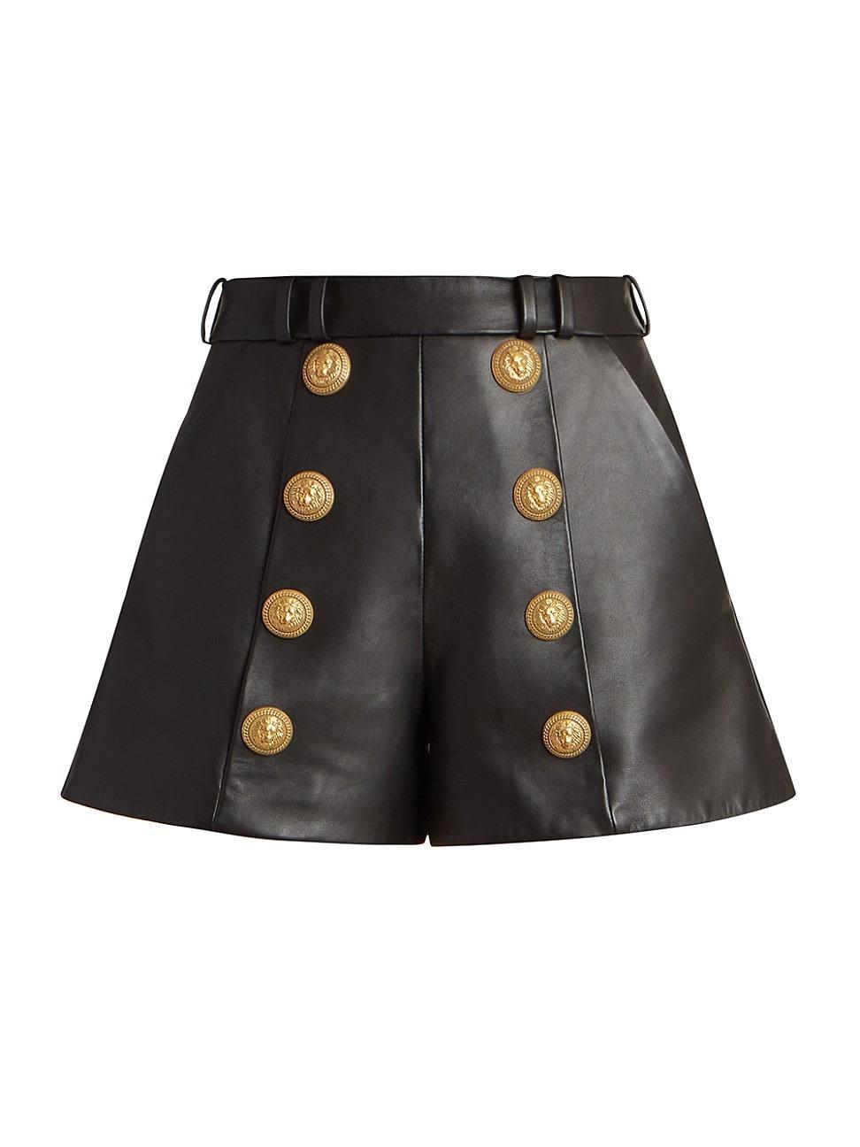 Womens Leather Buttoned Shorts Product Image