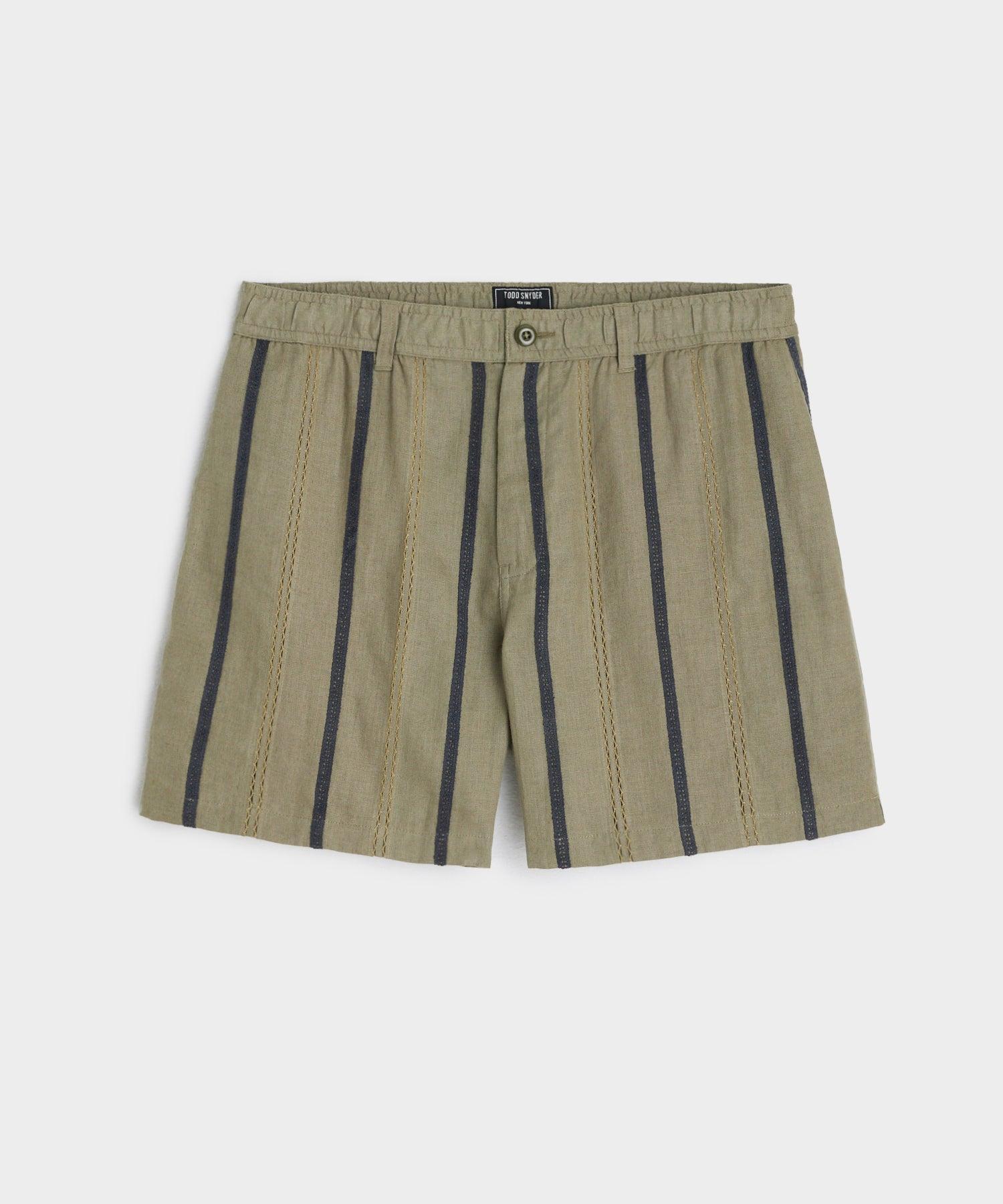 5" Linen Beachcomber Short in Olive Jacquard Product Image