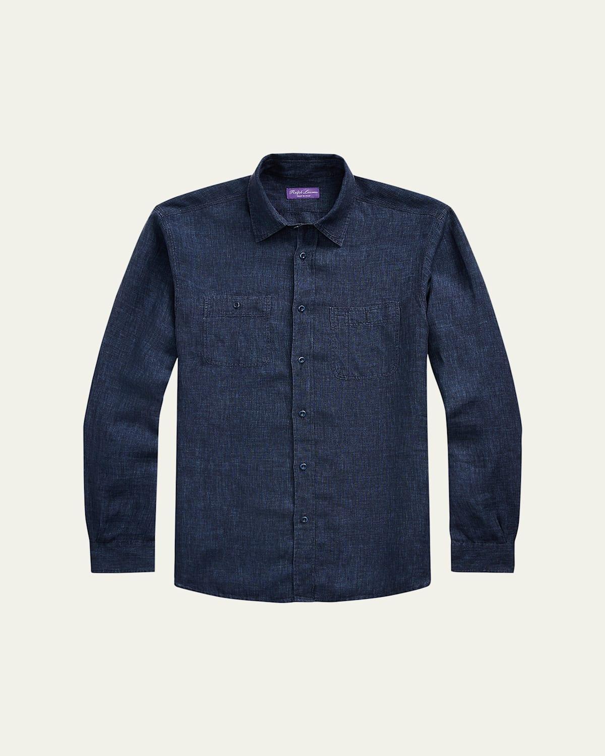 Mens Dlav Linen Button-Front Workshirt Product Image