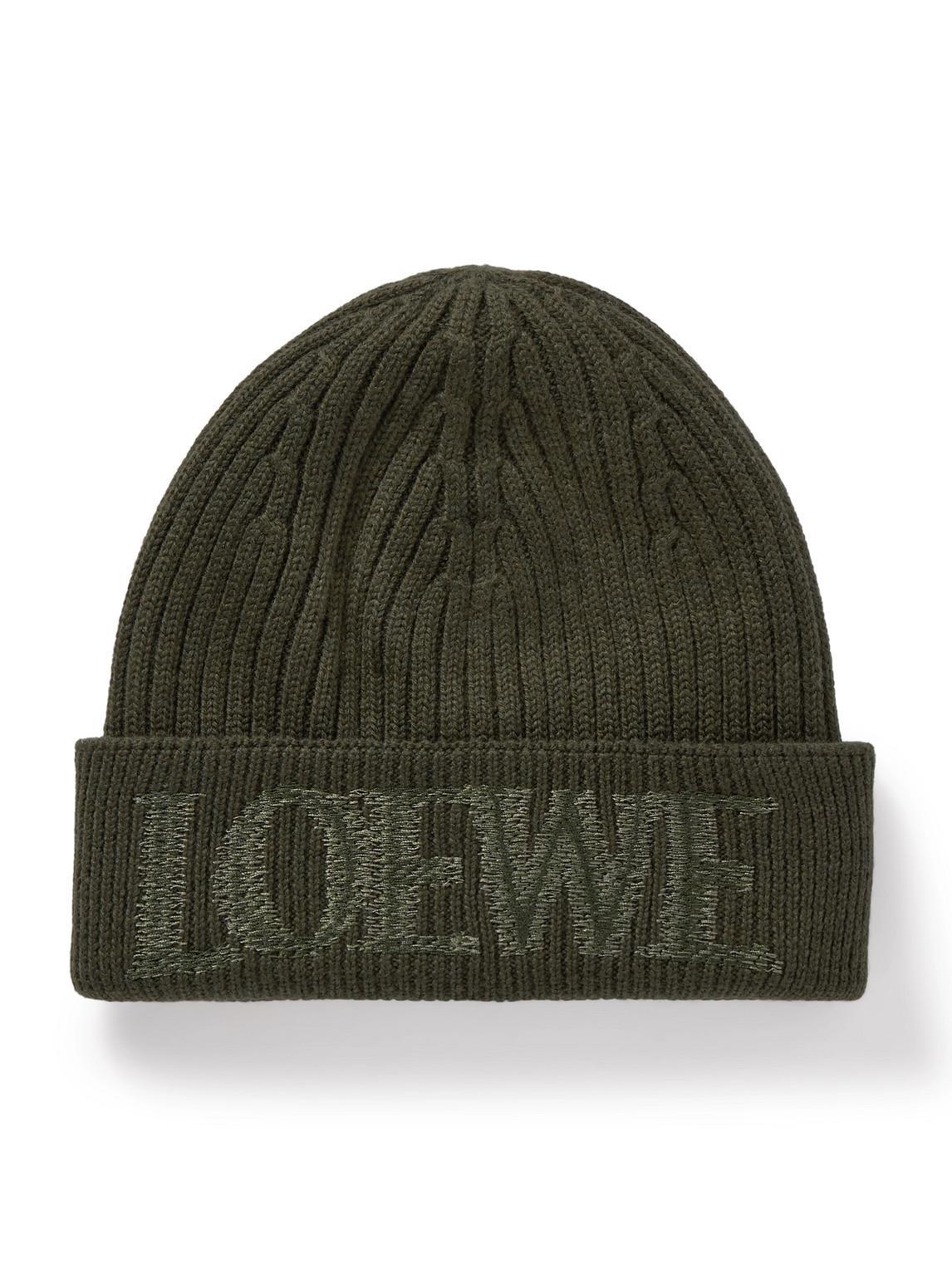 Logo-embroidered Ribbed Wool Beanie In Green product image