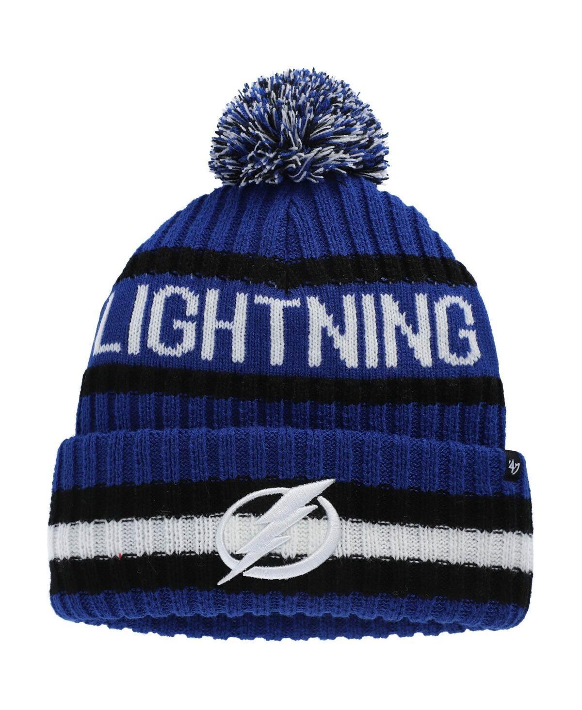 Mens 47 Brand Blue Tampa Bay Lightning Bering Cuffed Knit Hat with Pom Product Image