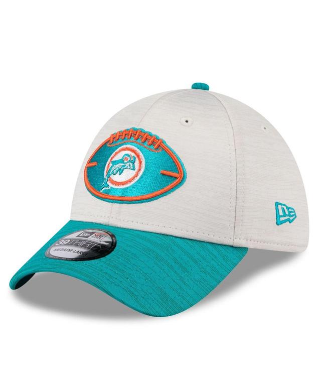 New Era Mens Stone Miami Dolphins 2024 Sideline Historic 39THIRTY Flex Hat - Stone, Aqua Product Image