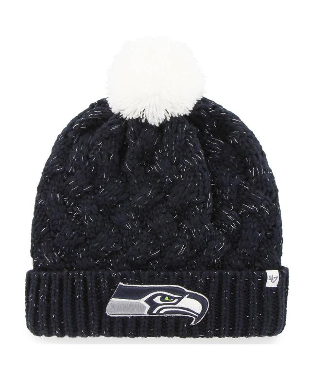 Womens College Navy Seattle Seahawks Fiona Logo Cuffed Knit Hat with Pom Product Image