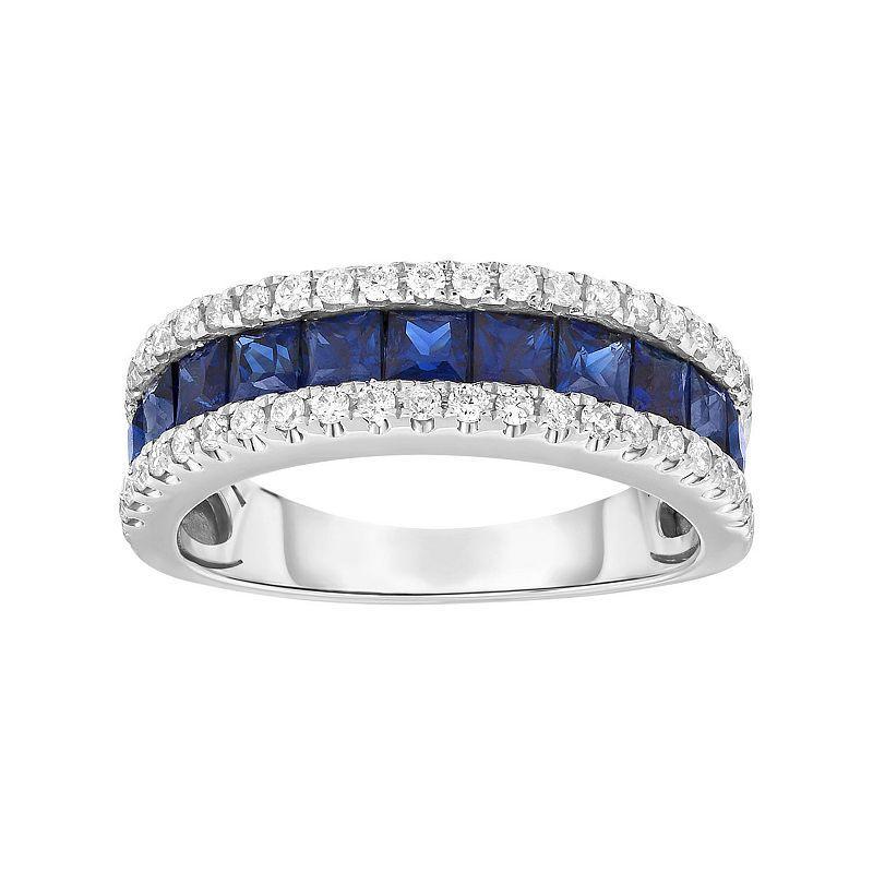 Sterling Silver Channel-Set Lab-Created Sapphire Ring, Womens Blue Product Image