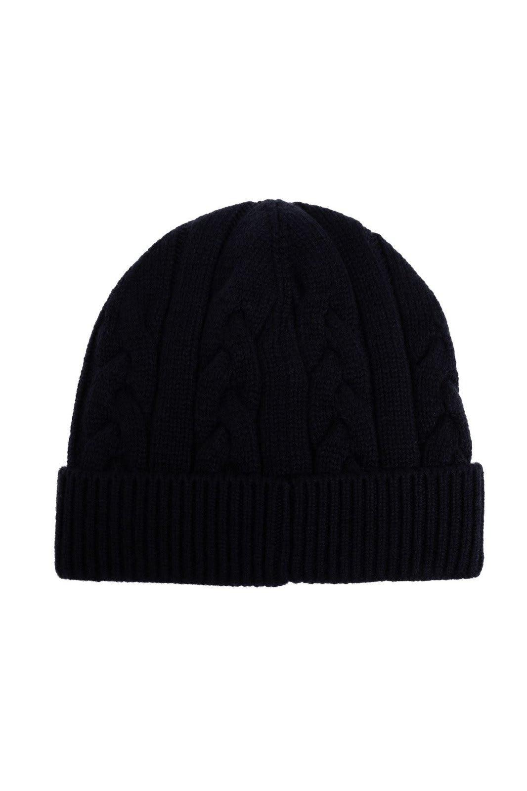 Logo Patch Knitted Beanie In Blue Product Image