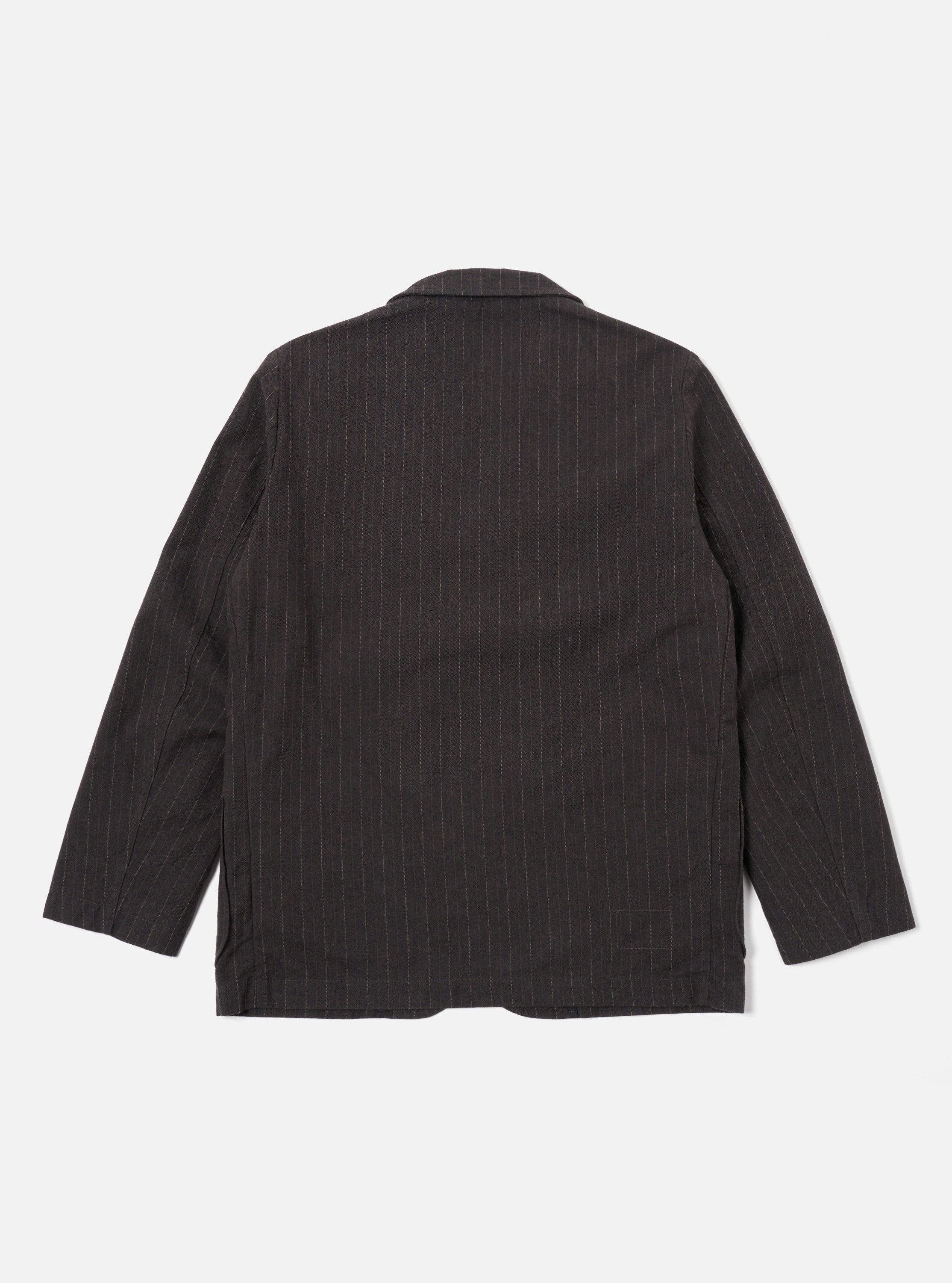 Universal Works Three Button Jacket in Brown Italian Pinstripe Product Image