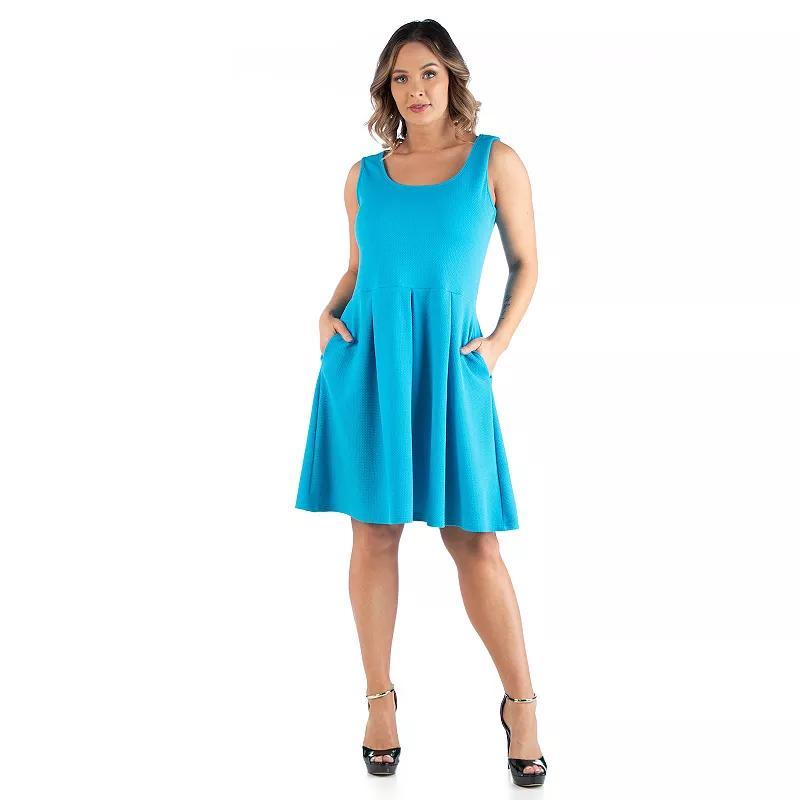 Plus Size 24seven Comfort Apparel Sleeveless Fit and Flare Dress with Pockets, Womens Product Image