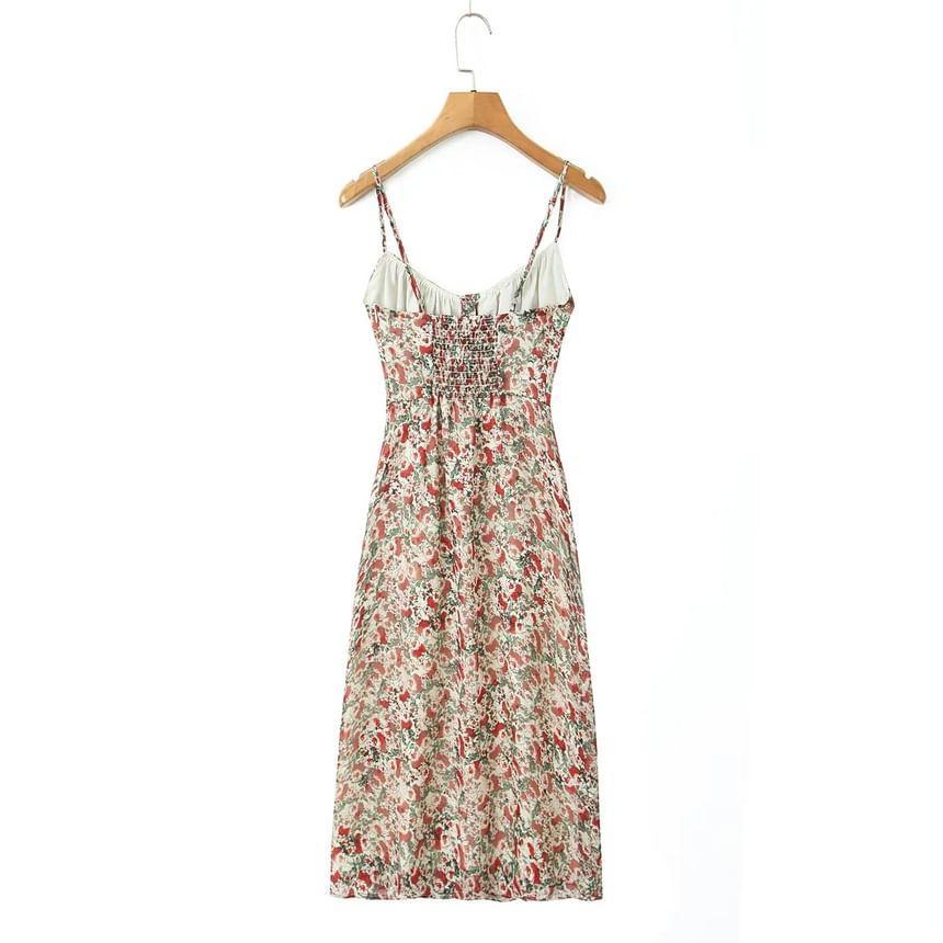 Spaghetti Strap Floral Midi Sheath Sundress Product Image