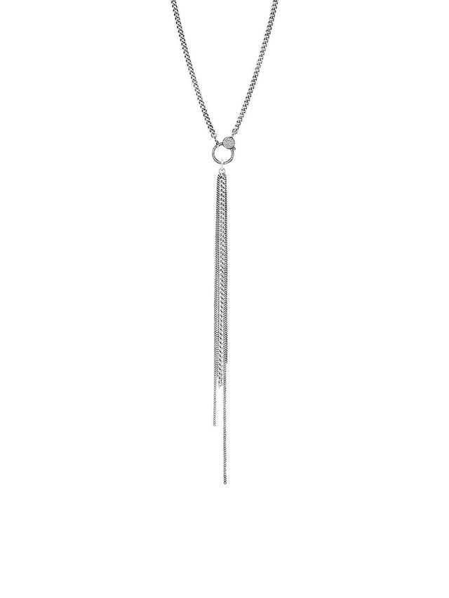 Womens Sterling Silver & 0.74 TCW Diamond Short Fringe Necklace Product Image