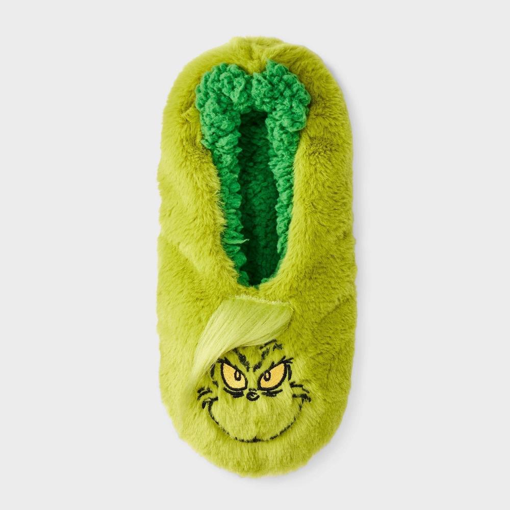 Women's The Grinch Faux Fur Slipper Socks with Grippers - Green S/M Product Image