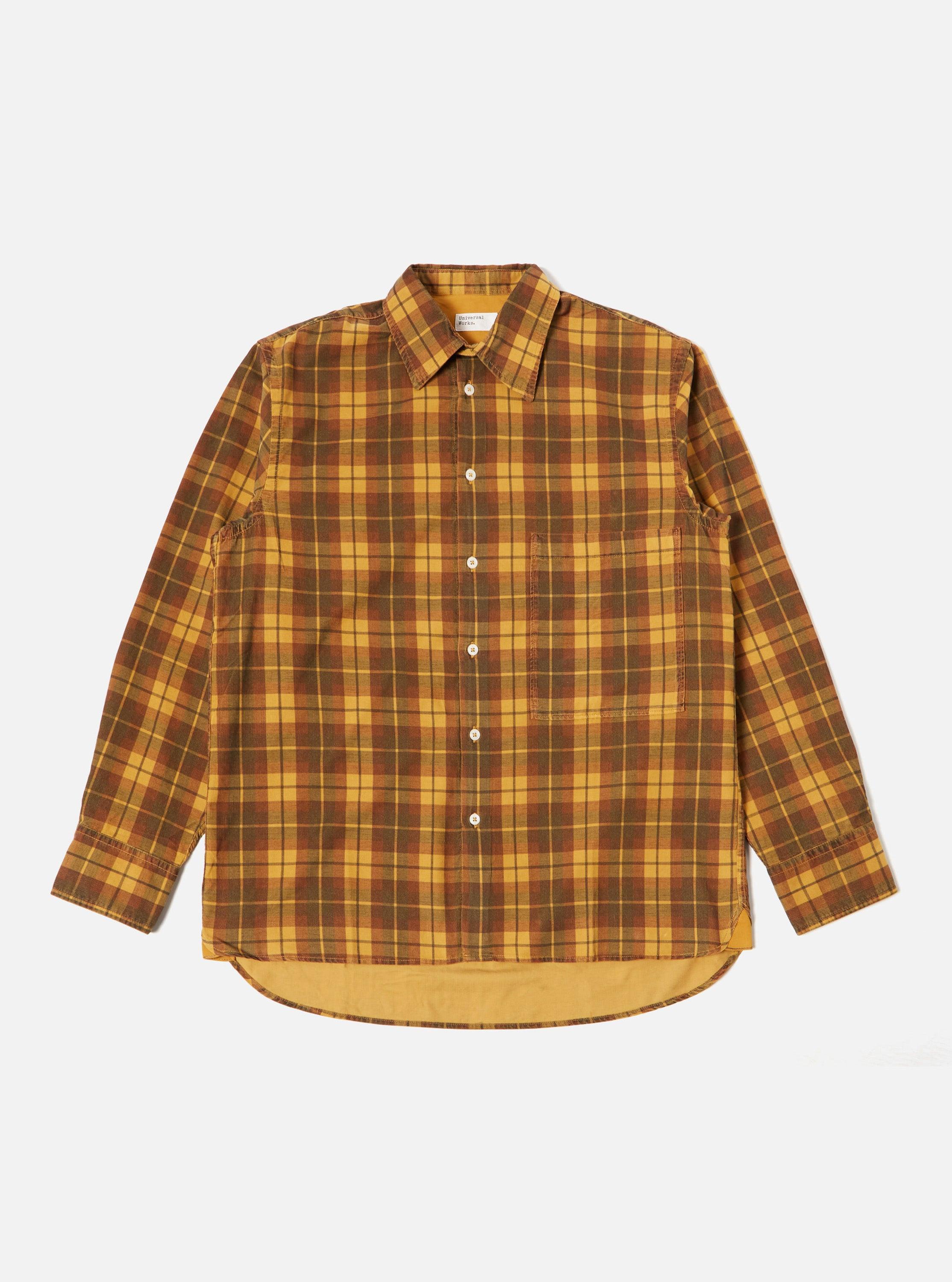 Universal Works Square Pocket Shirt in Mustard Check Cord Product Image