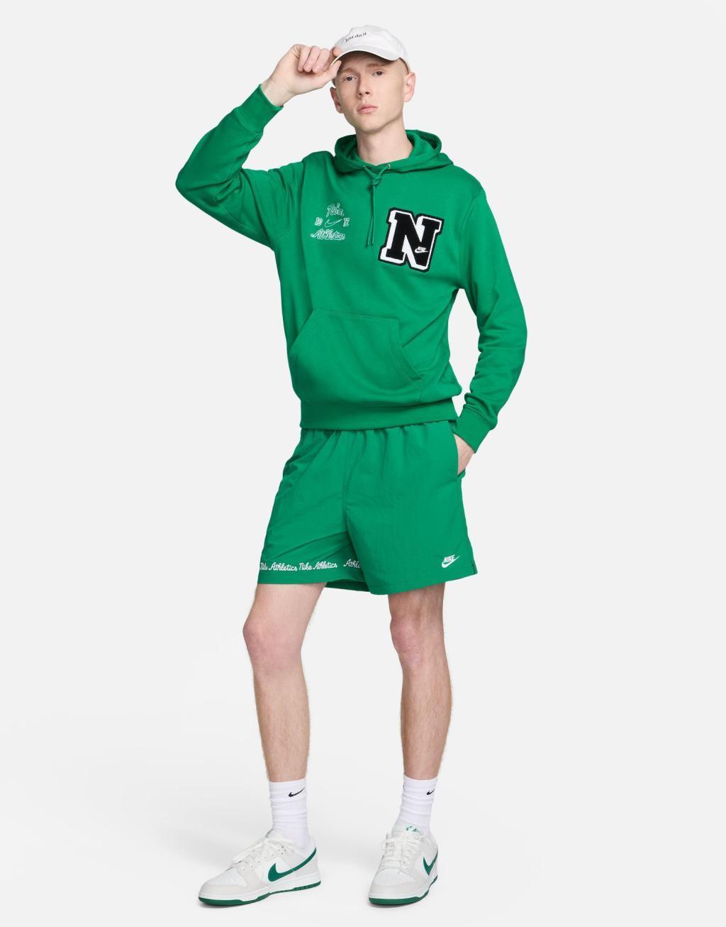 Nike Club varsity shorts in green Product Image