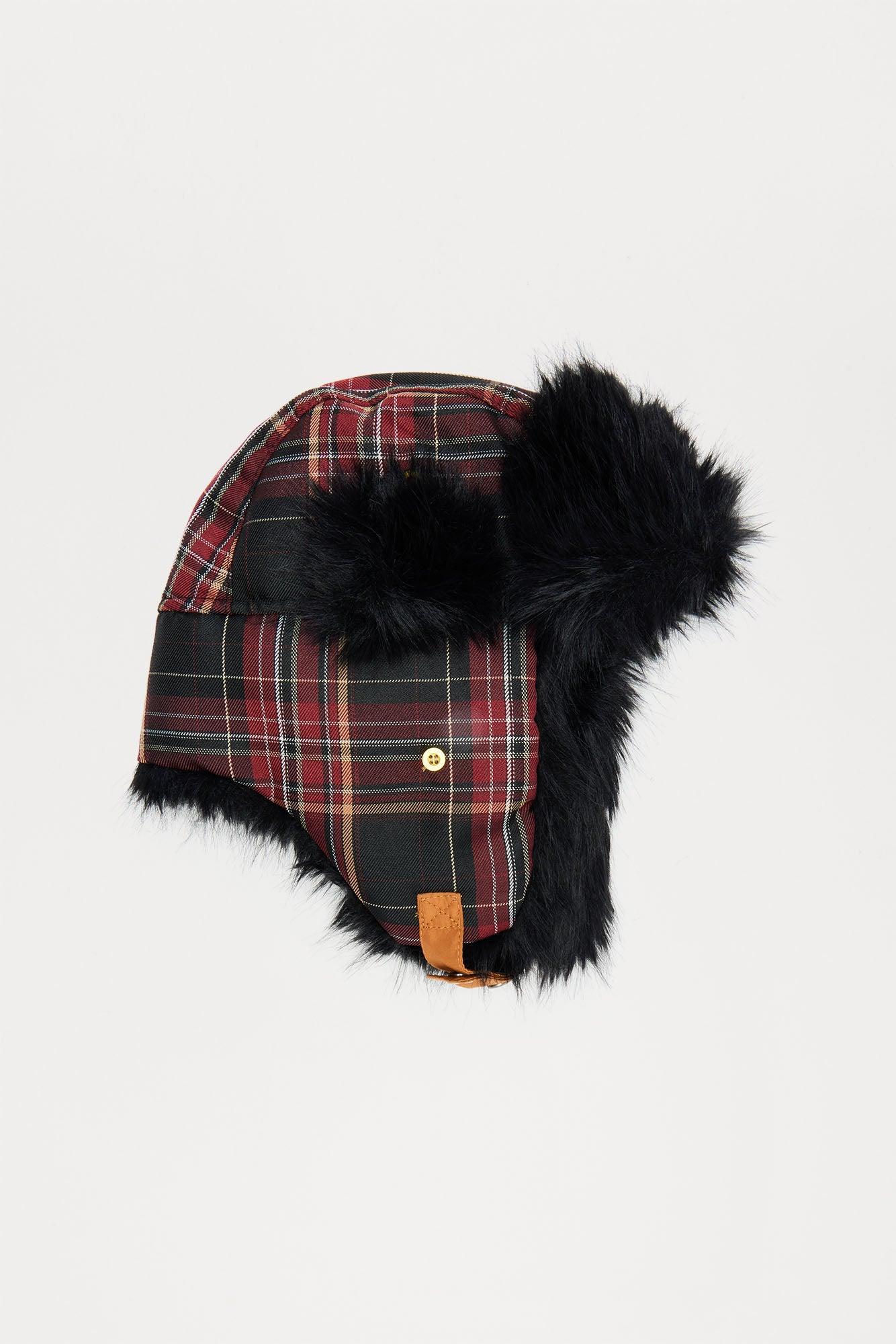 Flannel Trapper Hat - Red/Black Product Image