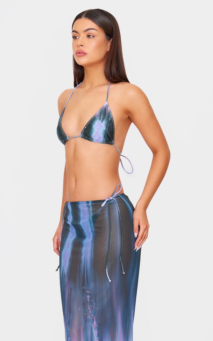  Purple Blur Print Mesh Bodycon Maxi Beach Skirt Product Image