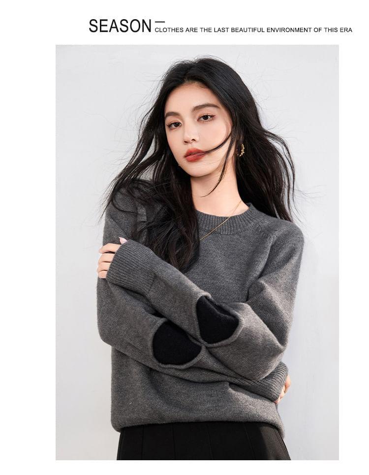 Round Neck Two Tone Sweater Product Image