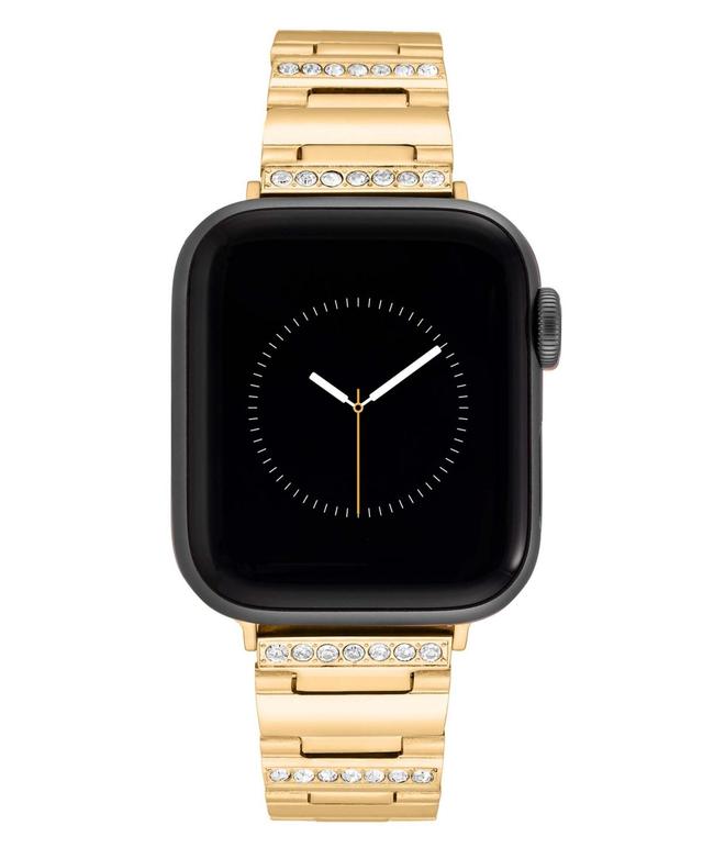 Anne Klein Womens Gold-Tone Alloy Grooved Crystal Bracelet Compatible with 42/44/45/Ultra/Ultra 2 Apple Watch Product Image