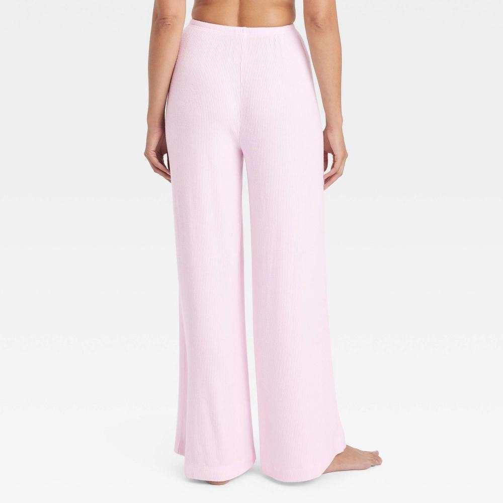 Women's Cozy Ribbed Wide Leg Pants - Auden™ Pink M Product Image