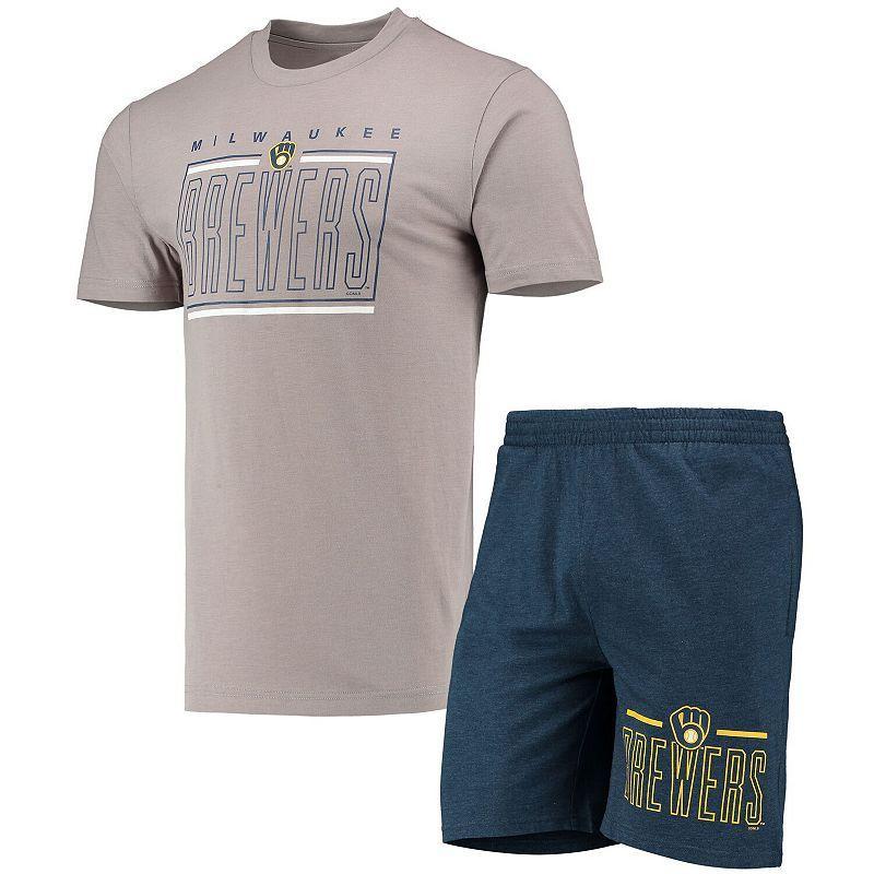 Men's Concepts Sport Navy/Gray Milwaukee Brewers Meter T-Shirt and Shorts Sleep Set Product Image