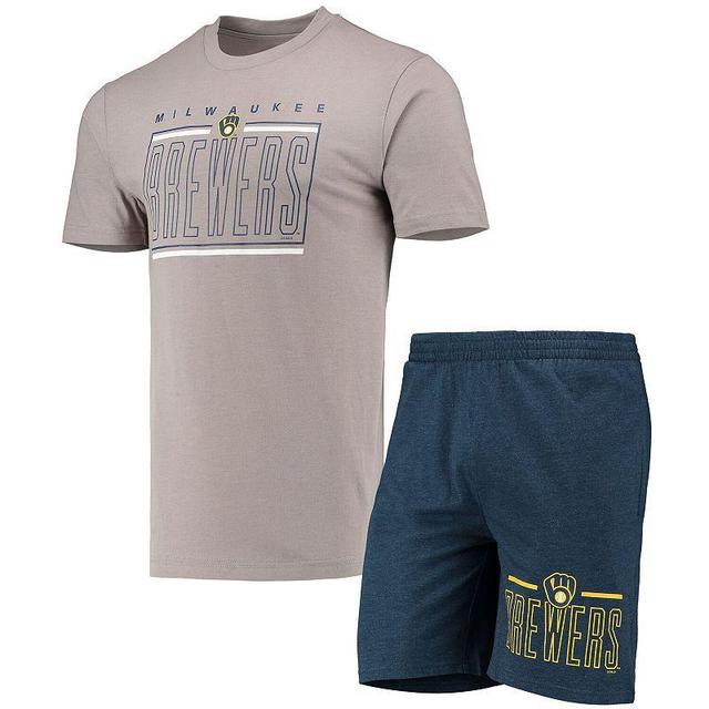 Mens Concepts Sport /Gray Milwaukee Brewers Meter T-Shirt and Shorts Sleep Set Blue Product Image