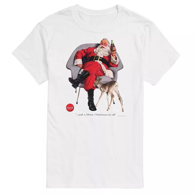 Big & Tall Coca-Cola Sitting Santa With Deer Graphic Tee, Mens Product Image