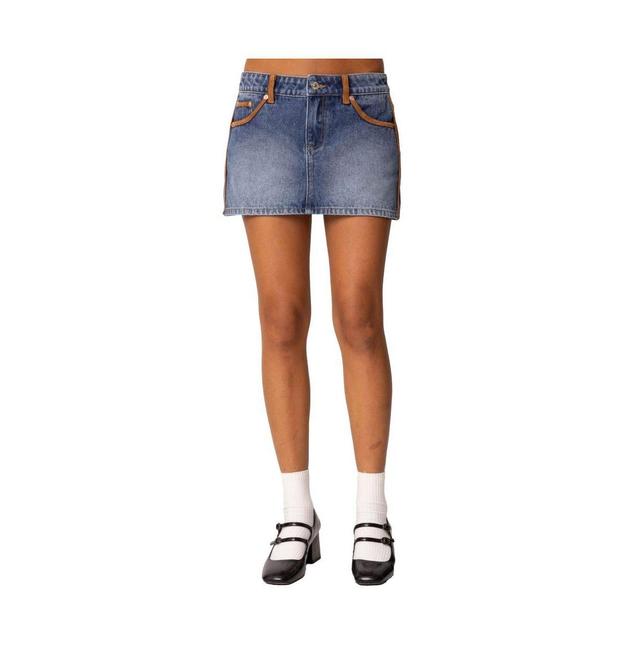 Edikted Womens Vera Suede Trim Denim Mini Skirt Product Image