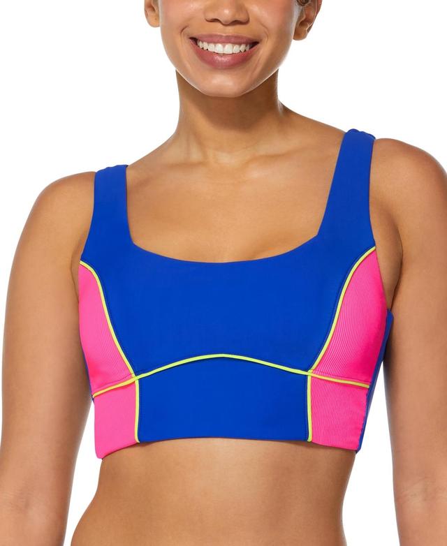 Reebok Womens Colorblock Longline Bikini Top - Blue Product Image