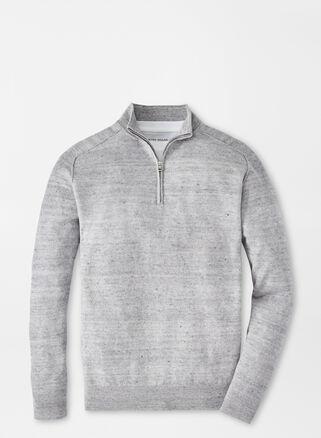 Peter Millar Mens Rockport Quarter-Zip Sweater | Color: British Grey | Size: L Product Image