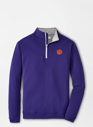 Peter Millar Mens Auburn Perth Performance Quarter-Zip | Color: Orange | Size: M Product Image