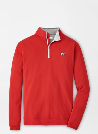 Peter Millar Mens Arkansas Perth Performance Quarter-Zip | Color: Crimson | Size: 3XL Product Image