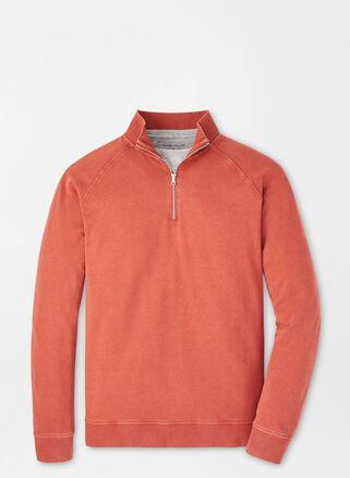 Peter Millar Mens Lava Wash Quarter-Zip | Color: Burnt Orange | Size: L Product Image